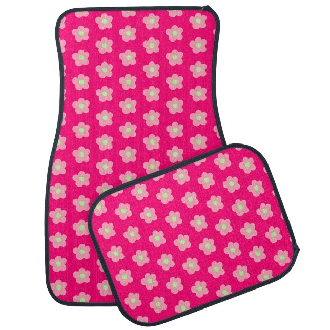 Cherry Blossoms on Pink Car Floor Mat (Set)
