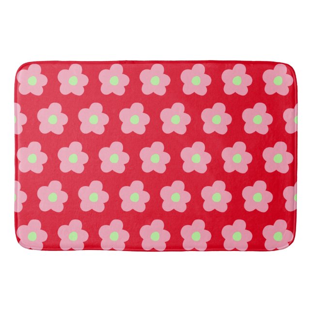 Cherry Blossoms on Red Bath Mat (Front)