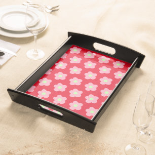 Cherry Blossoms on Red Serving Tray