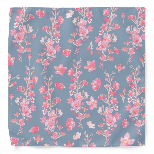 Cherry Blossoms on Watercolor Bandana (Front)