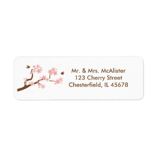 Cherry Blossoms on white address label