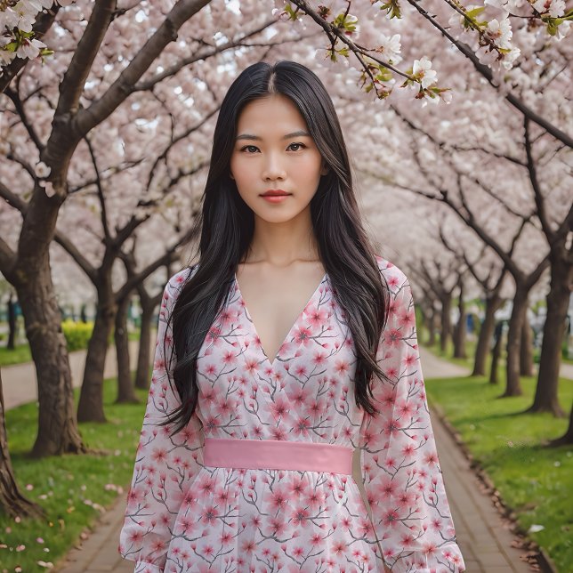 Cherry blossoms on white fabric (Creator Uploaded)