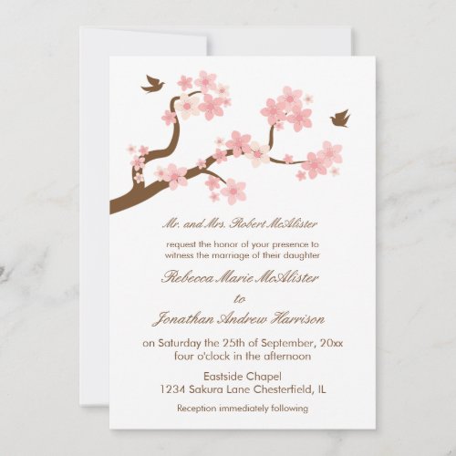Cherry Blossoms on White Personalized Invitation