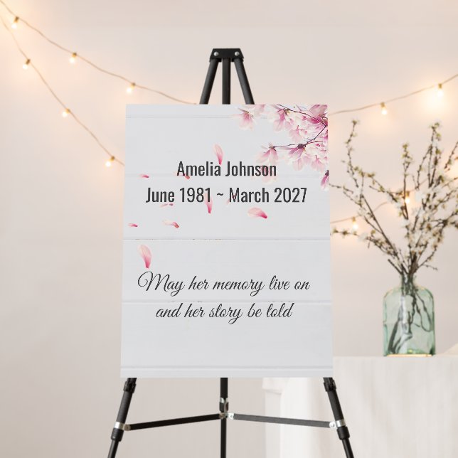 Cherry Blossoms On White Wood Memorial   Foam Board (In Situ (Stand))