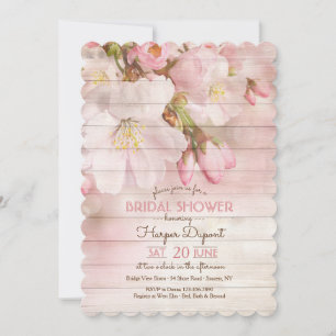 Cherry Blossoms on Wood Invitation