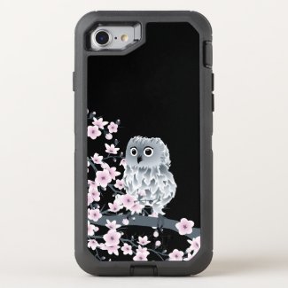 Cherry Blossoms Owl Cute Animal Girly OtterBox Defender iPhone 8/7 Case
