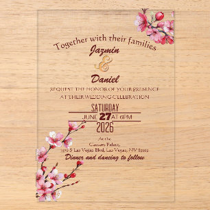 Cherry Blossoms Pastel Clear Pink Invitation