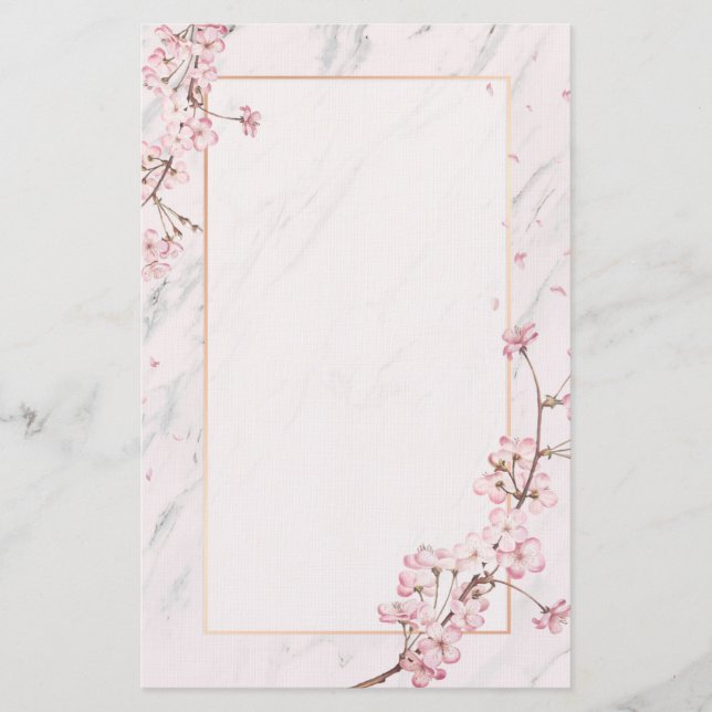 Cherry Blossoms Personalized Stationery (Front)