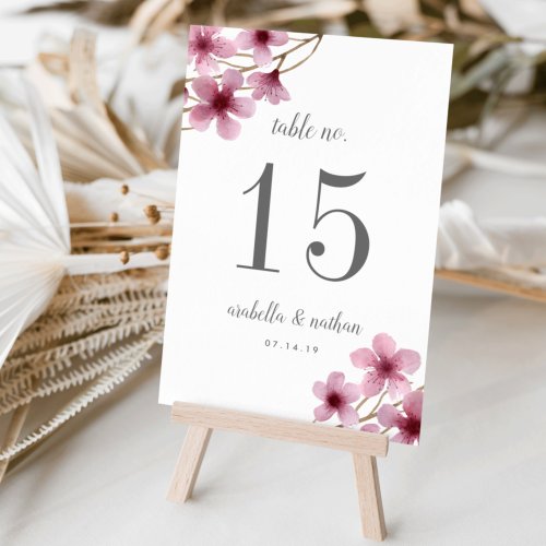 Cherry Blossoms  Personalized Table Number Card