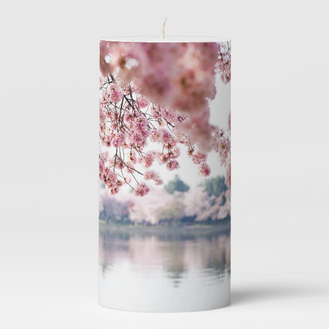 Cherry Blossoms Pillar Candle (Front)