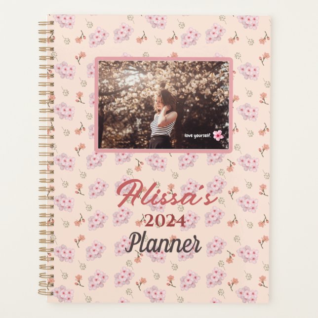 Cherry Blossoms Pink Add Name And Year Planner (Front)