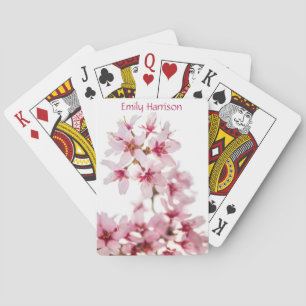 Cherry Blossoms Pink and White Name Poker Cards