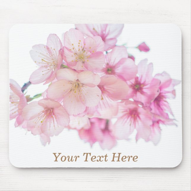 Cherry Blossoms Pink and White Personalized Mouse Pad (Front)