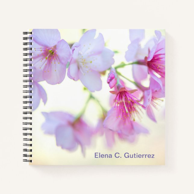 Cherry Blossoms Pink and White Personalized Notebook (Front)