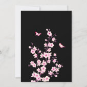 Cherry Blossoms Pink Black Bridal Shower Invitation (Back)