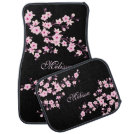 Cherry Blossoms Pink Black Monogram Floral Car Floor Mat Cherry Blossoms Pink Black Monogram Floral Car Floor Mat