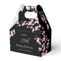 Cherry Blossoms Pink Black Thank You Birthday  Favor Boxes