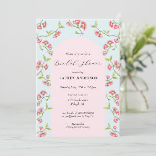 Cherry Blossoms Pink & Blue Bridal Shower Invitation