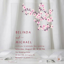 Cherry Blossoms Pink Clear Casual Wedding