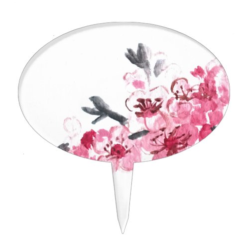 Cherry blossoms pink floral elegant simplicity cake topper