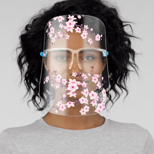 Cherry Blossoms Pink Floral Face Shield