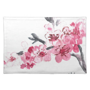 Cherry blossoms pink flowers placemat