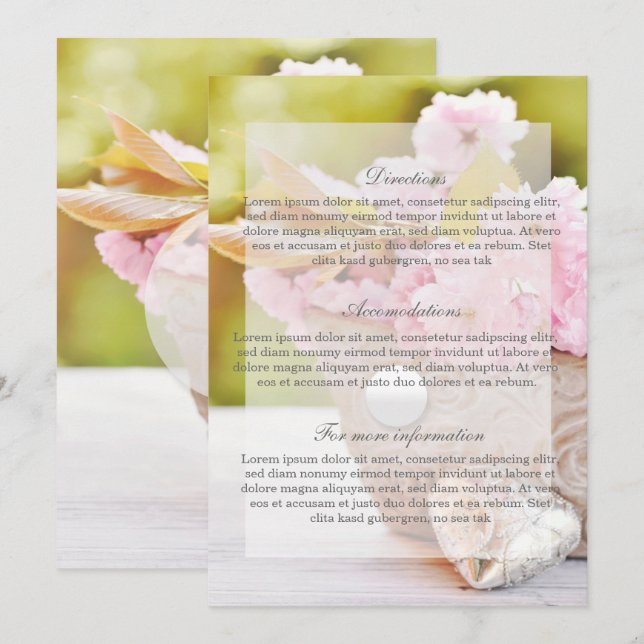 Cherry Blossoms-Pink Flowers Wedding Invitation (Front/Back)