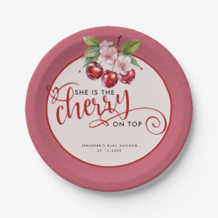 Cherry Blossoms Pink Girl Baby Shower Paper Plates