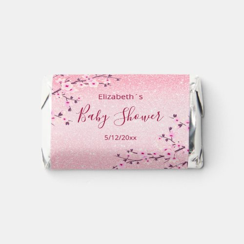 Cherry Blossoms Pink Glitter Baby Shower  Hersheys Miniatures