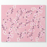 Blush pink Sakura CHerry Blossom Japanese Wrapping Paper, Zazzle