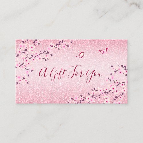 Cherry Blossoms Pink Glitter Gift Card