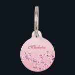 Cherry Blossoms Pink Glitter Personalize Pet ID Ta Pet ID Tag<br><div class="desc">Cute pink glitter pet tag with your cat´s name on the front site and your name and address at the back side.</div>