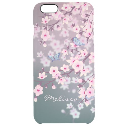 Cherry Blossoms Pink Night Clear iPhone 6 Plus Case