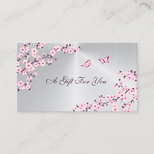 Cherry Blossoms Pink Silver  Business Card