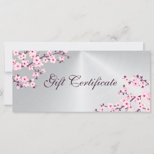 Cherry Blossoms Pink Silver Gift Certificate