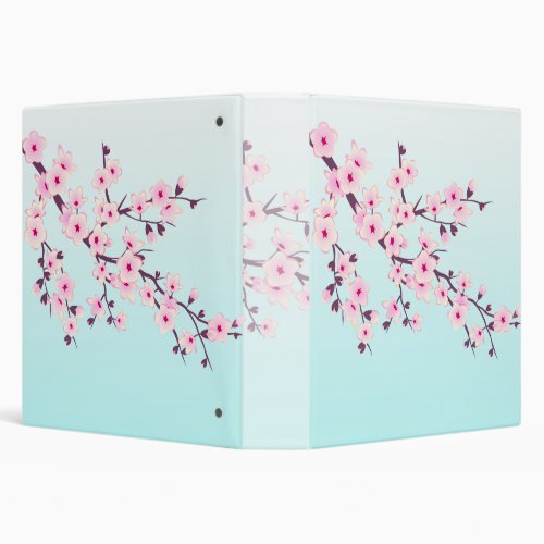 Cherry Blossoms Pink Turquoise Binder