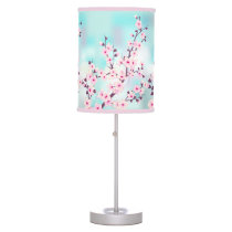 Cherry Blossoms Pink Turquoise Floral Nursery Table Lamp