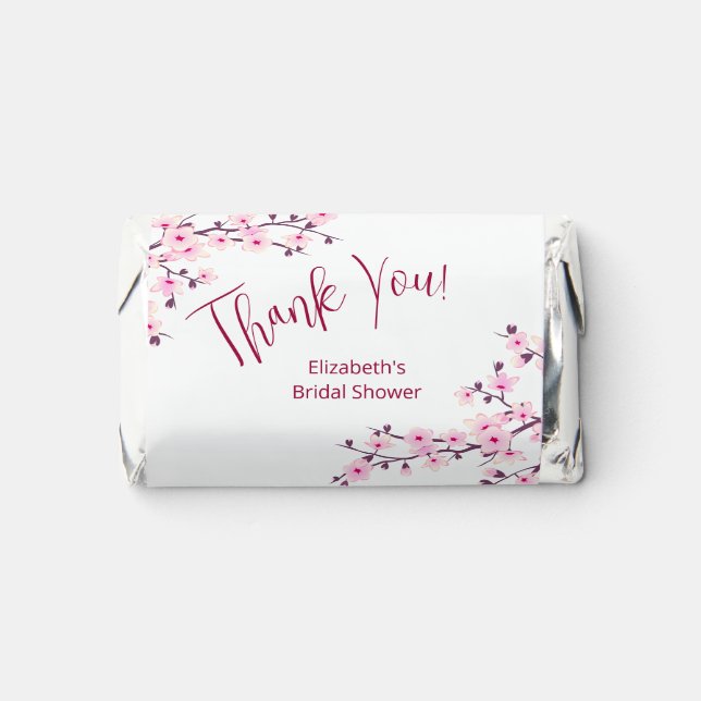 Cherry Blossoms Pink White Bridal Shower Hershey's Miniatures (Front)