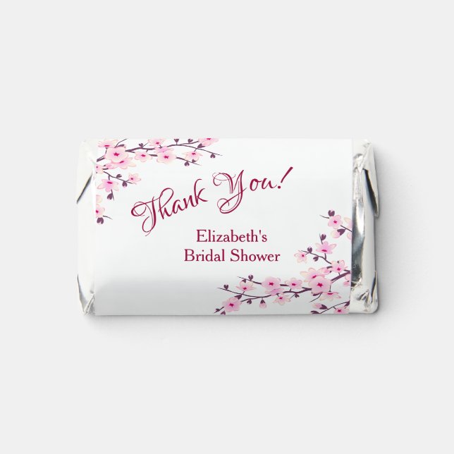 Cherry Blossoms Pink White Bridal Shower Hershey's Miniatures (Front)
