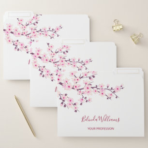 Cherry Blossoms Pink White Buisiness File Folder