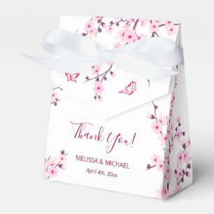 Cherry Blossoms Pink White Custom Wedding Favor Boxes