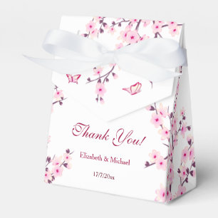 Cherry Blossoms Pink White Custom Wedding Favor Boxes