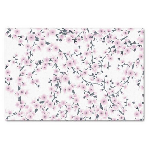 Cherry Blossoms Pink White Floral Pattern Tissue Paper