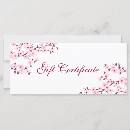 Cherry Blossoms Pink White Gift Certificate