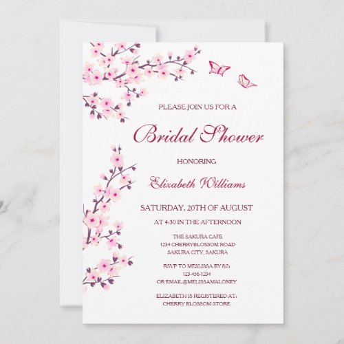 Cherry Blossoms Pink White Invitation