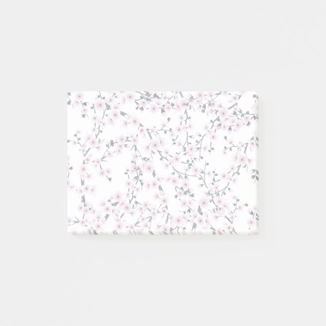 Cherry Blossoms Pink White Pattern Post-it Notes (Front)