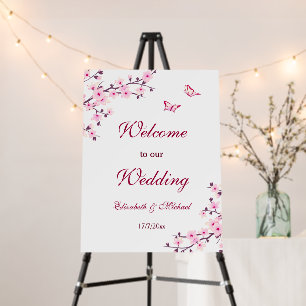 Cherry Blossoms Pink White Wedding Foam Board