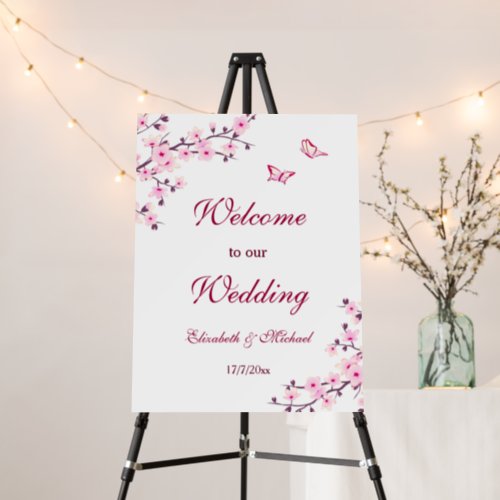 Cherry Blossoms Pink White  Wedding  Foam Board