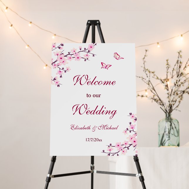 Cherry Blossoms Pink White | Wedding  Foam Board (In Situ (Stand))