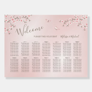 Cherry Blossoms Pink White Wedding Seating Chart Foam Board